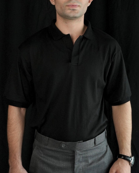 Black Drop Needle Knit Polo